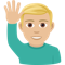 Man Raising Hand- Medium-Light Skin Tone emoji on Emojione
